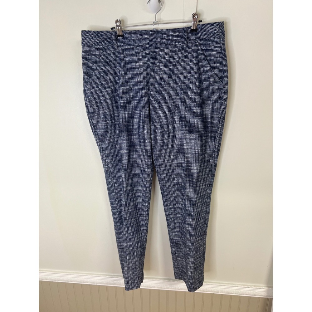 Merona Classic Navy White tweedTextured Ankle Pants Womens 12 Tapered Trousers